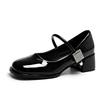 2024 New Hot-selling Women's Single Shoes Thick Heel Mary Jane Women's Single Shoes Solid Color Slip-on Spring and Autumn