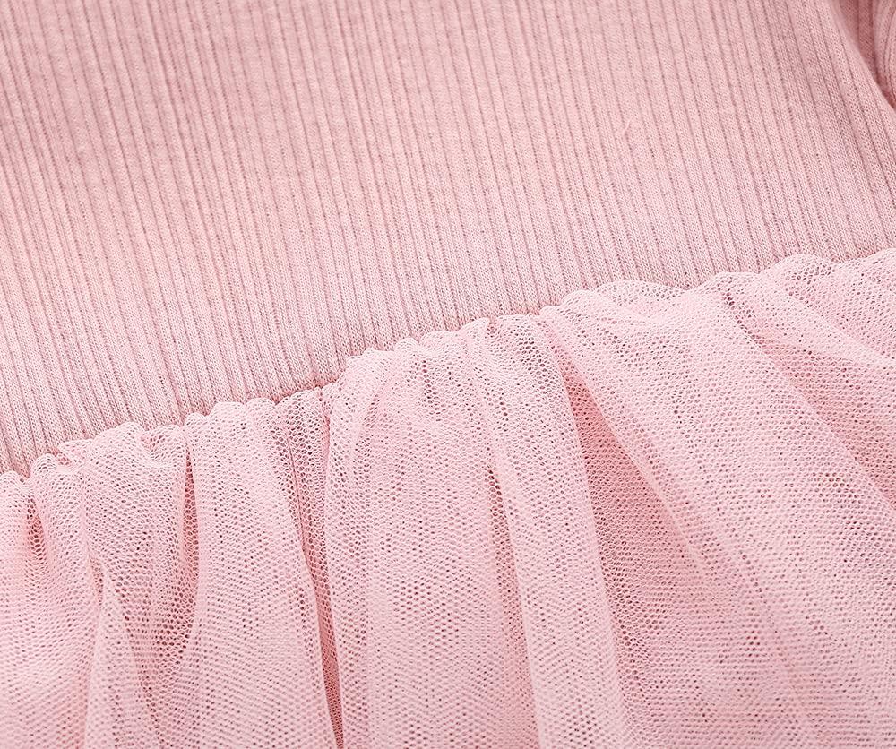 Летнее платье с коротким рукавом для малышки с юбкой из тюля и рюшами для волос, однотонное, подарок для подготовки к рождению, комбинезон для девочки, аксессуар, розовый, 6 месяцев,