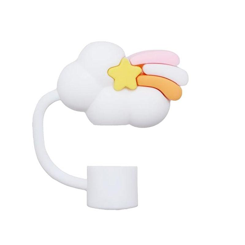 3D Crown Cloud Straw Toppers Rainbow Cloud Straw Covers, Soft Silicone 0.4in/10mm Straws Accessories with Stanley Cup 40Oz