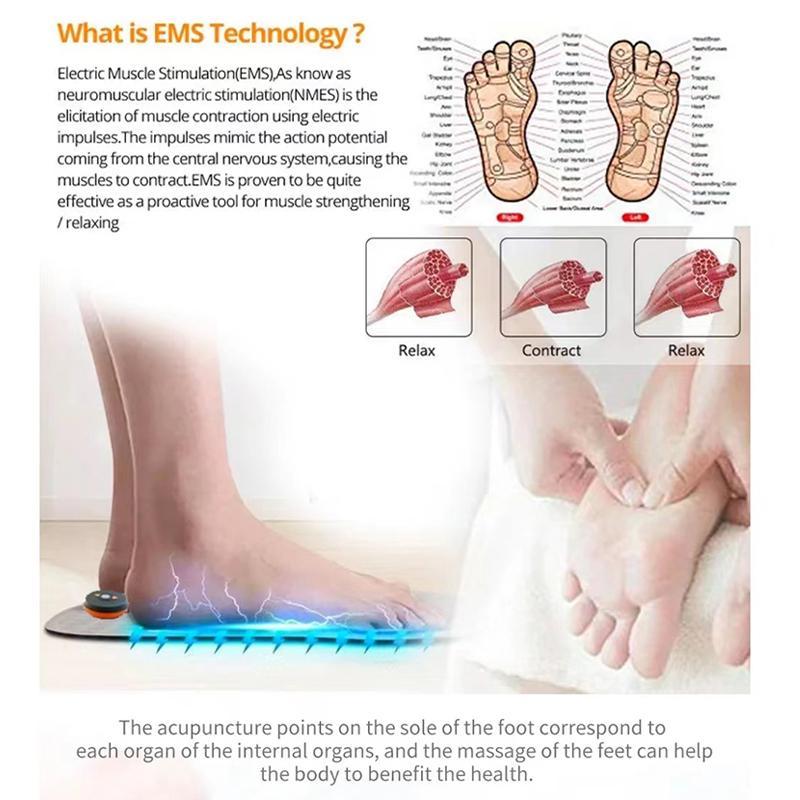 Электрический EMS-массажер для ног, коврик для массажа стоп, USB-зарядка, светодиодный цифровой дисплей, массажер акупунктурных точек