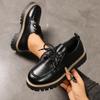 Fashion Plus Size 43 Women's Lace Up Loafers Spring and Autumn Fashion British Style Versatile Thick Sole Low Heels Small Leather Shoes