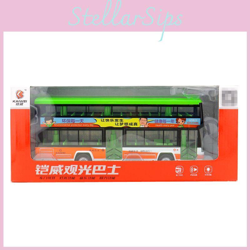 Alloy Double Layer Sightseeing Bus Toy Model With Sound Light For Kids And Collectors