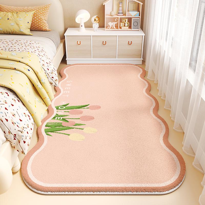 Cute Girl Bedroom Decor Rug Fluffy Soft Baby Bedside Carpet Cartoon Style Carpets for Living Room Pink Irregular Plush Floor Mat