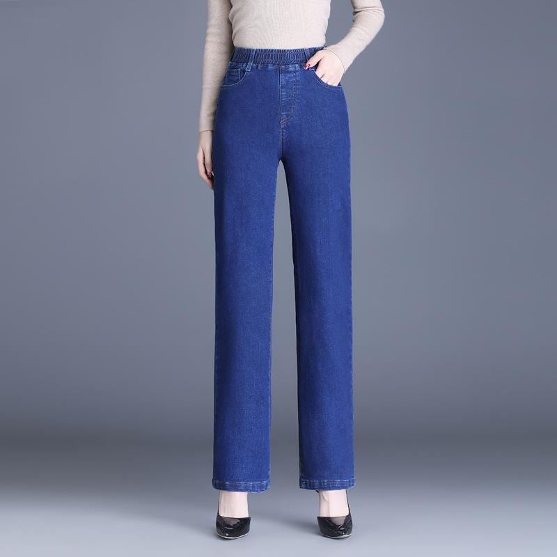 Джинсы с эластичной талией Женские брюки Весенние свободные брюки Эластичные узкие брюки