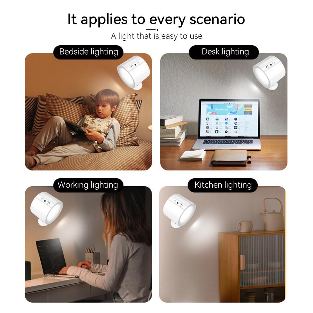 Светодиодный настенный светильник, перезаряжаемый, сенсорный, с двойной головкой, вращающийся на 360°, беспроводной пульт дистанционного управления, светодиодный прожектор для освещения спальни
