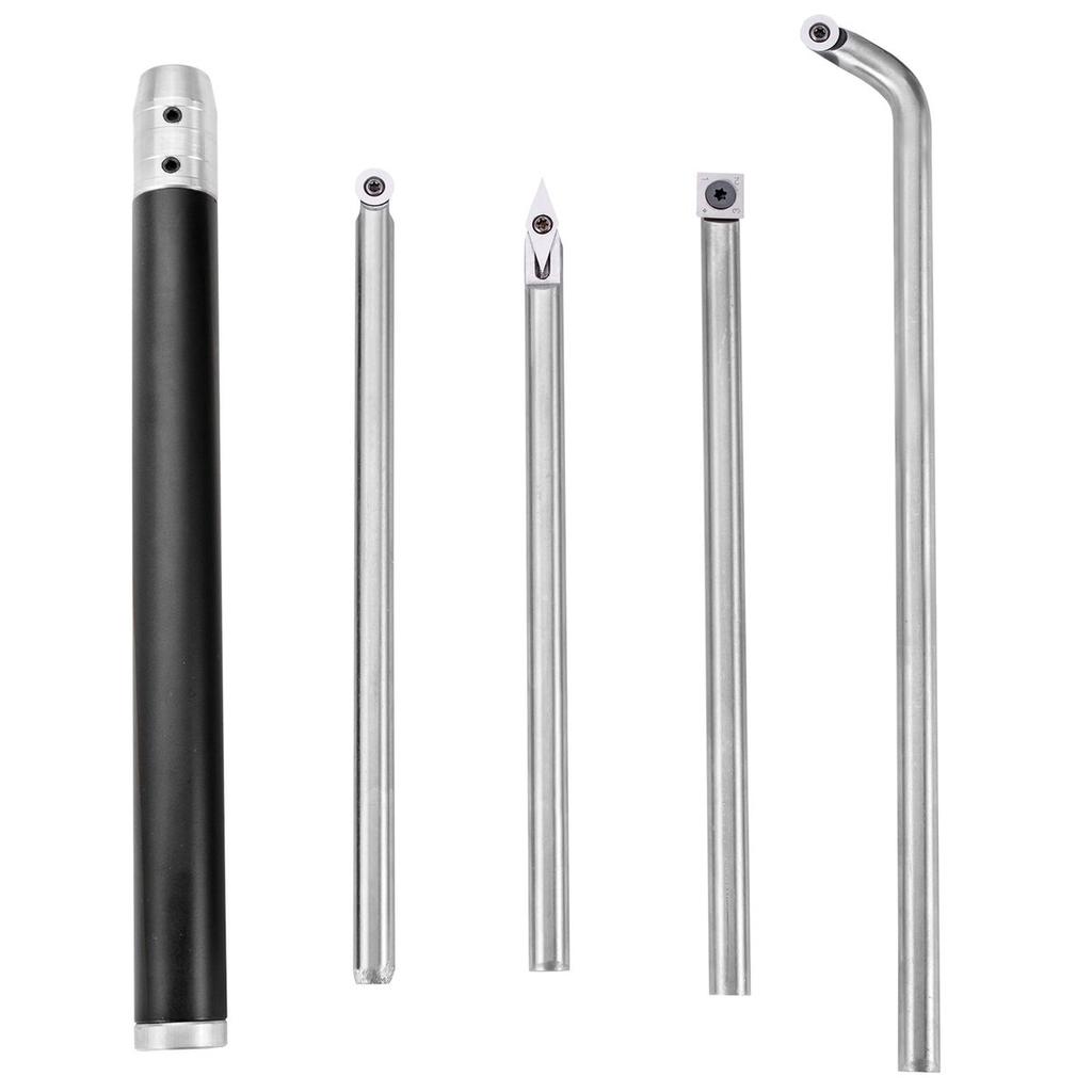 Wood Turning Tools for Lathe 4 PCS Set, Carbide Lathe Tools with Diamond Shape, Round, Square Cutters Replaceable Turning Lathe Chisels with a Grip