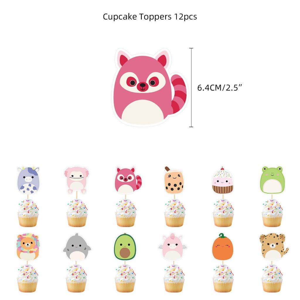 Squishmallows Birthday Party Supplies Cupcake Topper Balloon Banner Decoration