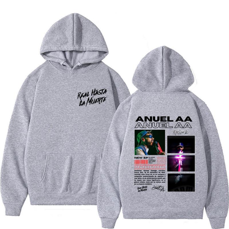 Рэпер Anuel AA Rhlm 2 Альбом 2026 Мерч Худи Мужские Женские Высококачественное Худи Топы Мода Винтаж Хип-Хоп Поп Музыка Толстовки