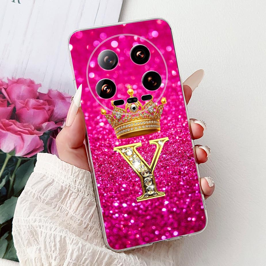 For Xiaomi 14 Ultra Case Mi 13 Ultra New Crown Letters Back Cover Soft Silicone Phone Case For Xiaomi 13 Ultra Mi 14Ultra Bumper