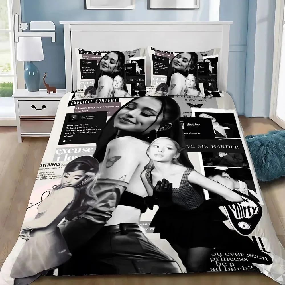 Singer A-Ari-ana G-Gran-de Duvet Cover Pillowcase Bedding Set adults Boy Girl Bedroom Decoration 2/3piece set Single Queen Large