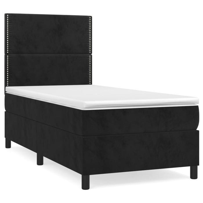 Maison Exclusive - Sommier à lattes de lit avec matelas Noir 100x200 cm Velours
