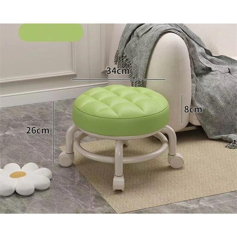 Universal Wheel Small Stool Household Pulley Low Stool Wheeled Bench Small Round Stool Sofa Stool Small Chair Plastic Backrest