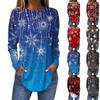 Tee Shirts For Women Fall Casual Long Sleeve Shirts Sweatshirt Retro Printing Christmas Party Top Pullover