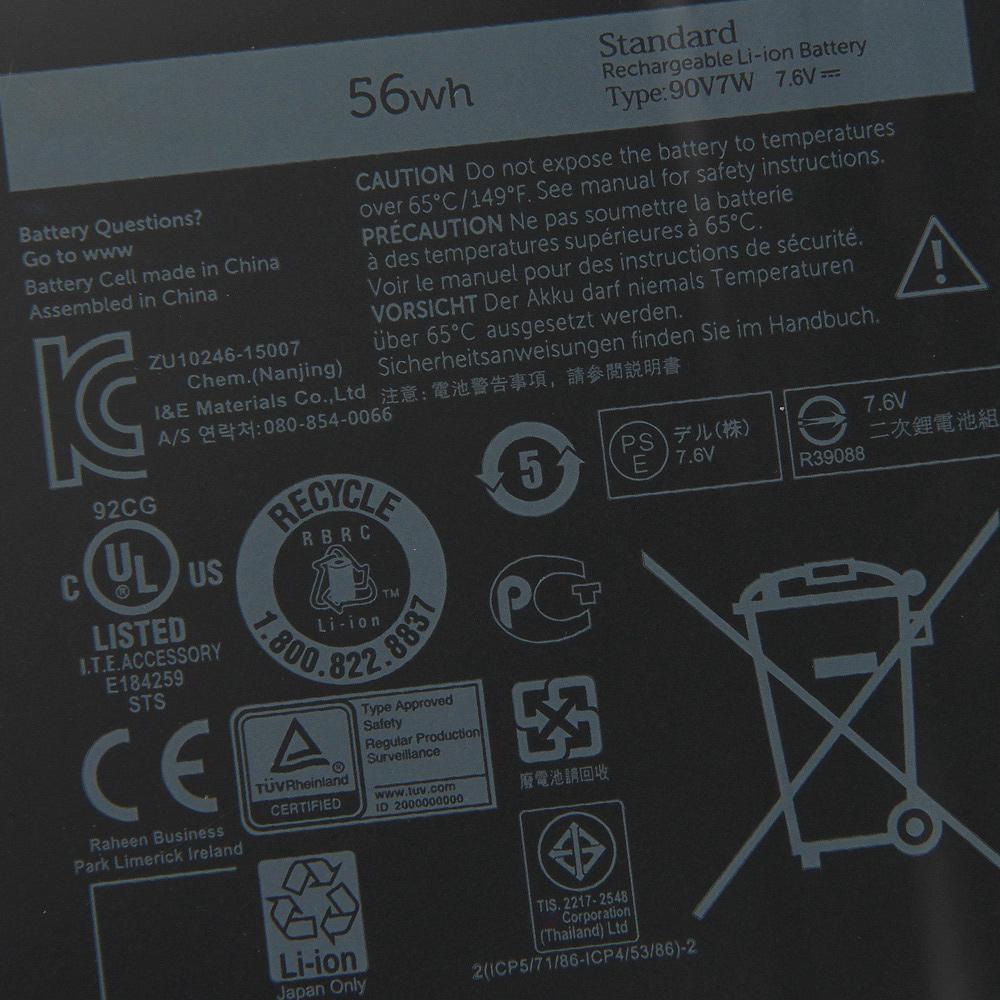 Аккумуляторная литиевая батарея для Dell XPS 13 9350 9343 13D-9343 JD25G JHXPY 5K9CP 0DRRP 0N7T6 DIN02 RWT1R 90V7W Аккумулятор для ноутбука 56 Втч