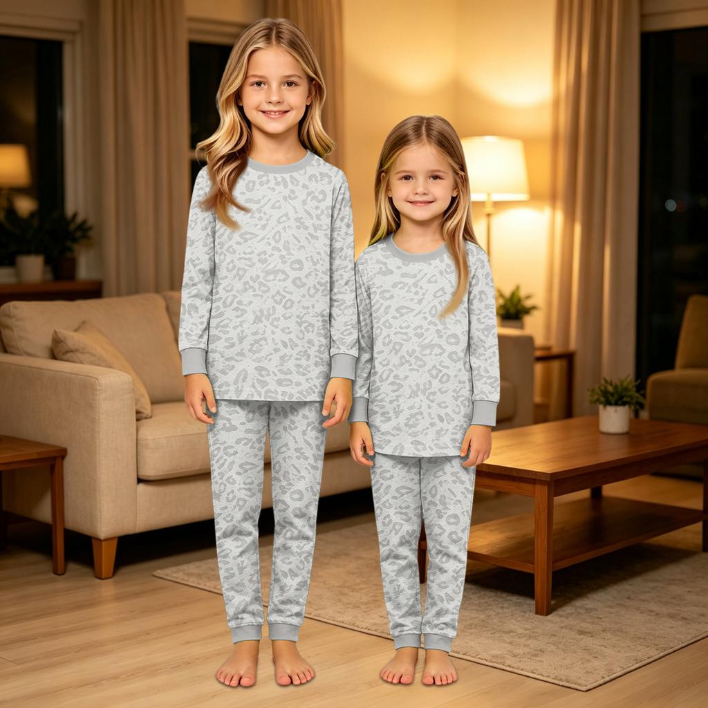 Family Matching Printed Set with Long Sleeve Top and Pants - Casual Comfortable for Parent and Child