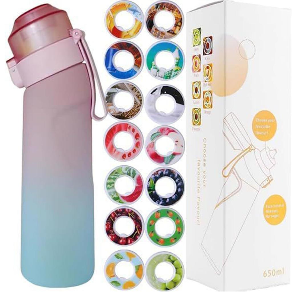 Спортивная бутылка для воды 650 мл с капсулами в 14, материал не боится высоких температур, а натуральные фрукты делают питьевую воду безопасной