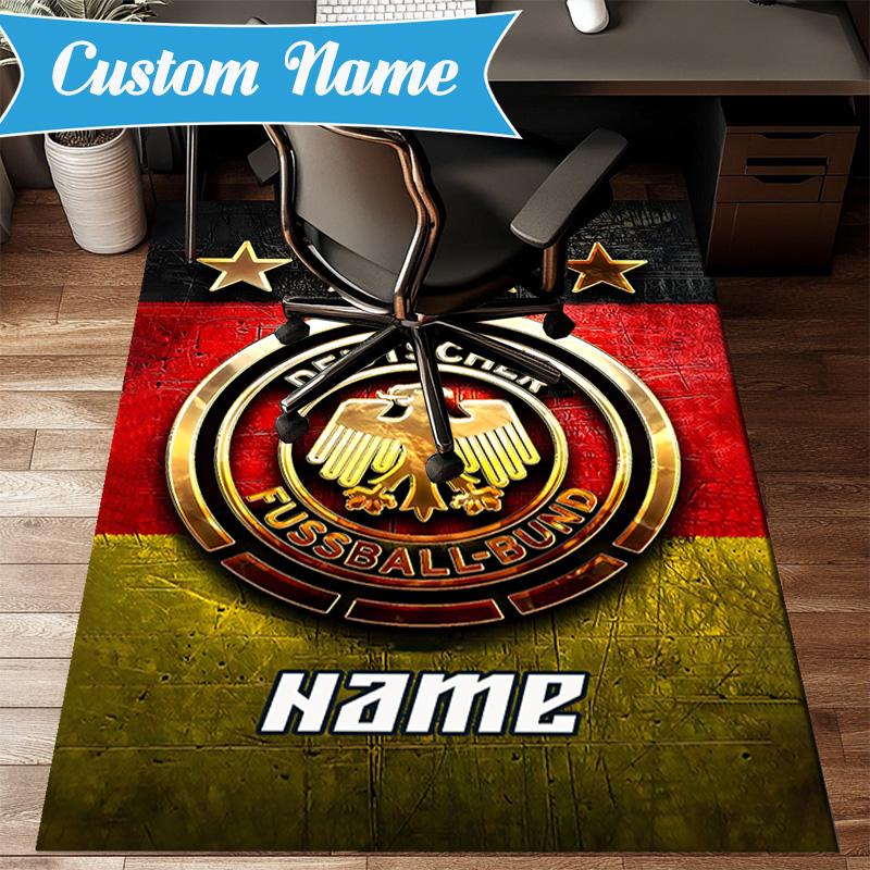Custom Name German Football Crest Emblem Rug Game Carpet, Floor Mat for Bedroom Living Room Entryway Rug, Home Decor Idea Gift for Christmas birthday
