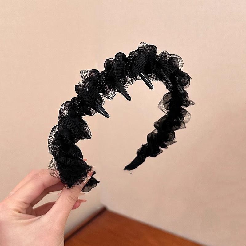3pcs ruffled toothed headband audrey hepburn style non slip volumizing for women face wash daily hair accessories