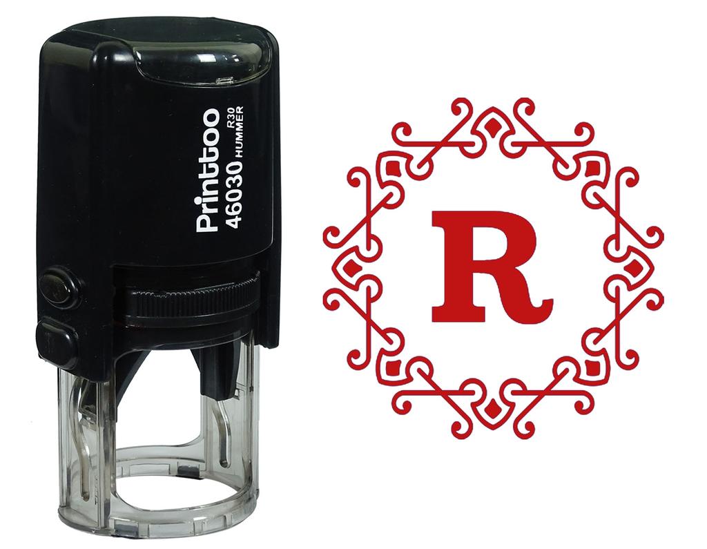 Printtoo Alphabet R Monogram Octagon Celtic Swirl Frame Self Inking Rubber Stamp Office