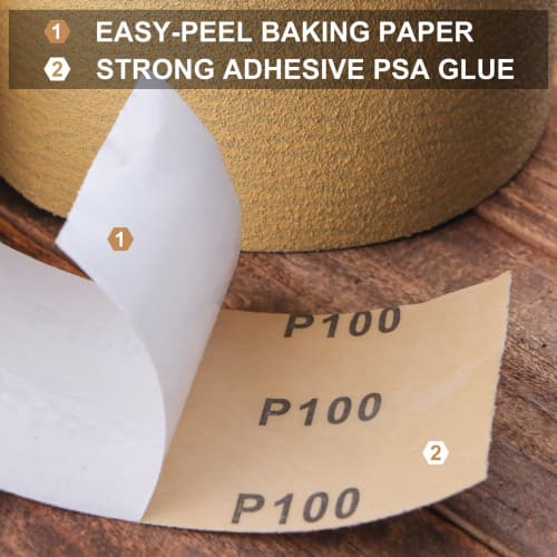 LEONTOOL Sandpaper Roll, 100 Grit, 70mm Wide X 18m Long, Self-Adhesive Sandpaper Roll, Yellow Sandpaper Roll, PSA Roll, Sanding Disc, Gauze Roll, Fine
