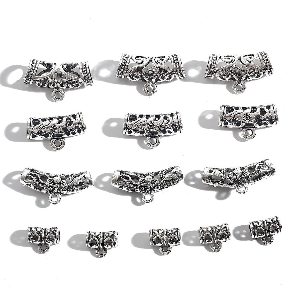 10Pcs Tibetan Silver Tube Beads Metal Spacer DIY Beads Tube Charms for Jewelry Making