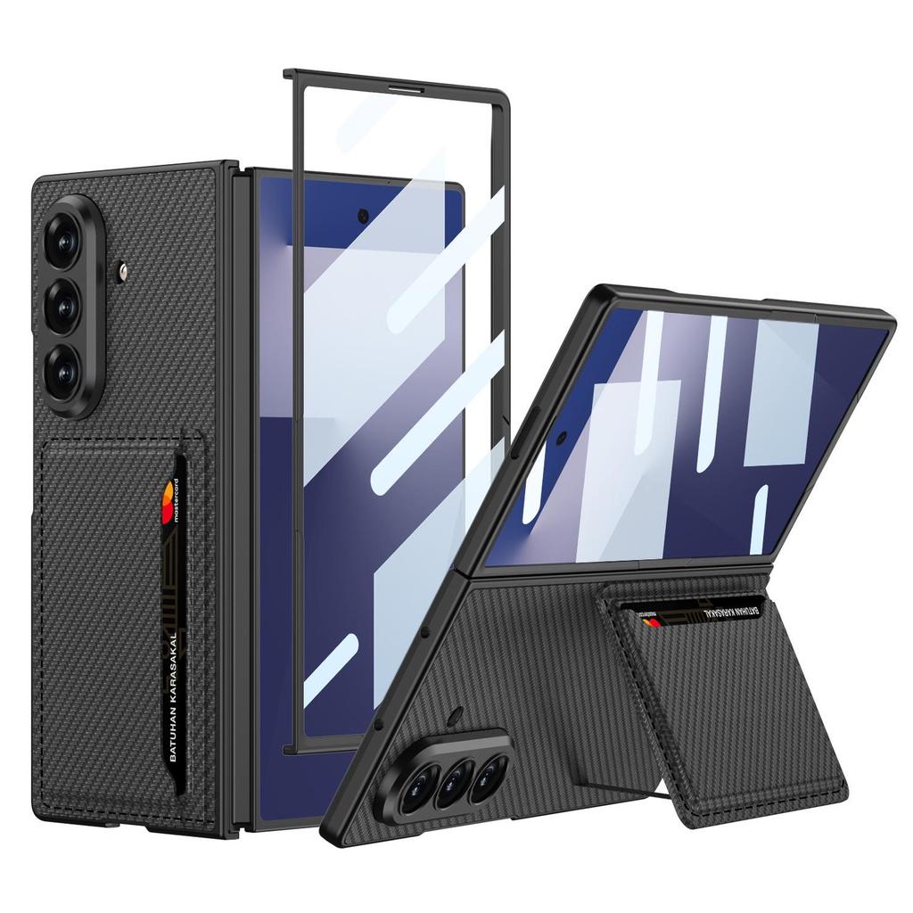 Ультратонкий кожаный чехол для телефона Samsung Z Fold7 с держателем для карт и подставкой