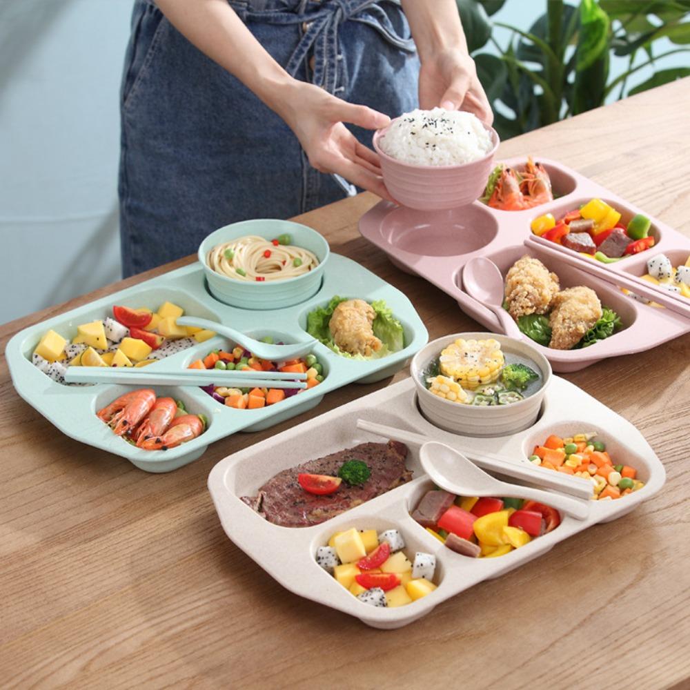 with Bowl and Tableware Fat-Loss Meal Plate Microwave-safe Divided Food Plate Canteen
