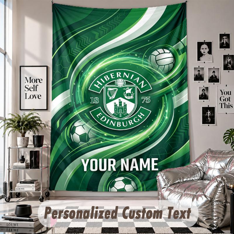 Custom Tapestry Wall Hanging, Hibernian FC Personalized Name Text Home Wall Decor