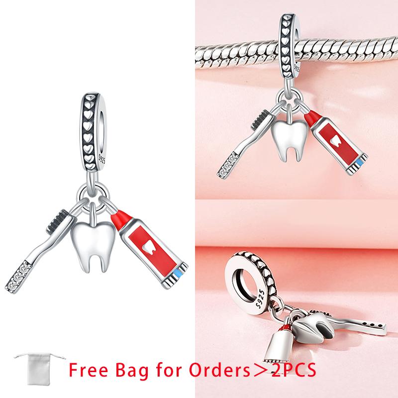 Balloon Birthday Cake Bone Tooth Stethoscope Bead Components Copper Metal Charm Bead Components Pendant Bead Component Compatible With Women