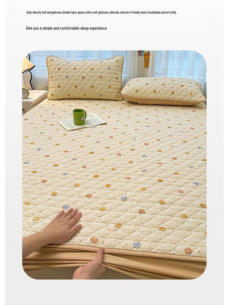 Ретро Стеганый Хлопковый Подогнанный Комплект Постельного Белья - 3 Предмета Издание 2025