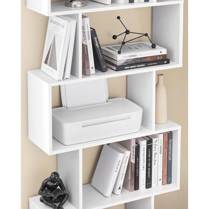 Bibliothèque, Étagère à 6 Niveaux, 24 x 70 x 191.6 cm, Meuble de rangement, Cloison Séparateur, Moderne,Blanc Nuage