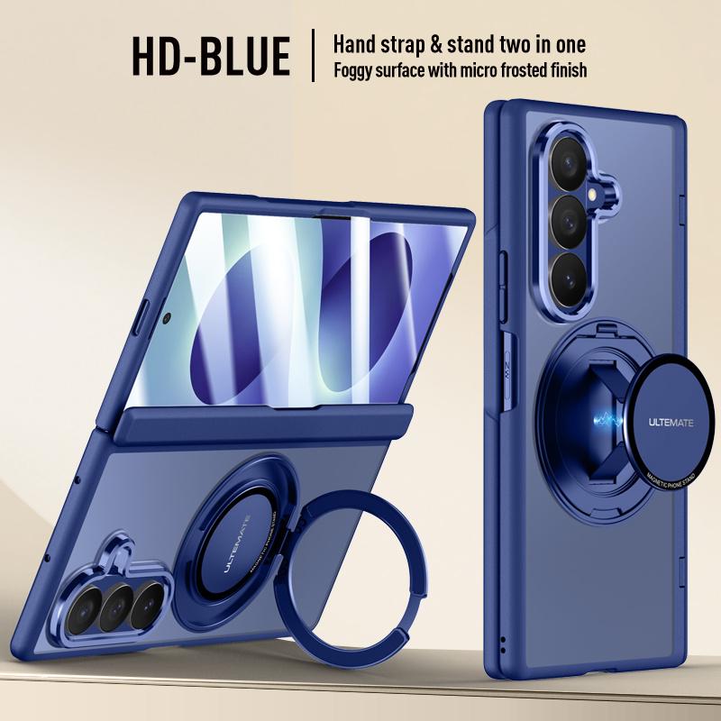 For Magsafe Magnetic Metal Rotate Holder Tempered Glass Film Protect Case for Samsung Galaxy Z Fold 8 Ultra Spring Hinge Cover