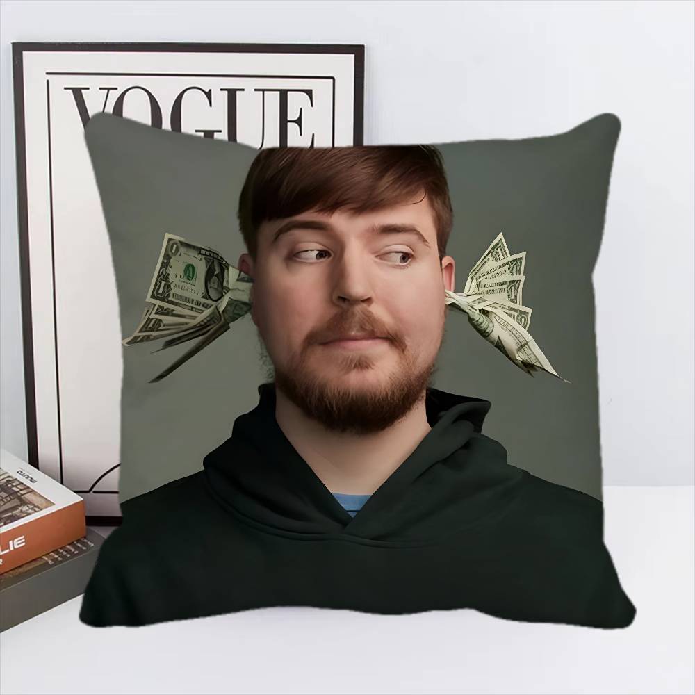 Игровой Блогер M-MrBeast Винтажная Наволочка Квадратная Подушка Спальня Диван Отдых Комфорт Подушка Автомобиль Домашний Декор