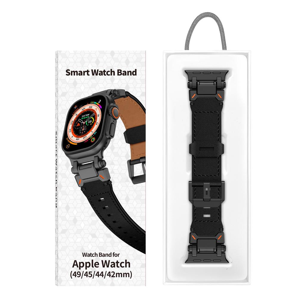 Кожаный ремешок для Apple Watch Ultra 2, 49 мм, 45 мм, 44 мм, ремешок для часов для iWatch Series 9, 8, 7, 6, 5 se 4, 42 мм, мужской браслет Correa