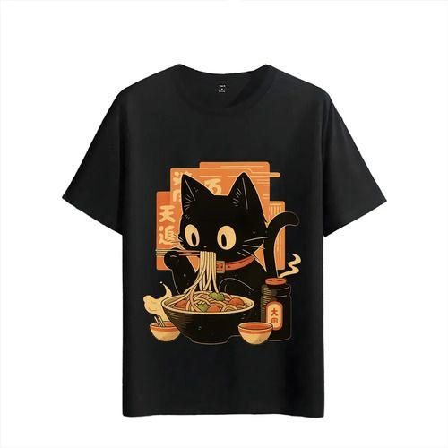 Tshirt Muscle 2026 Freaks RaUnisex Anime Style Eating Cat