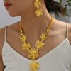 Роскошный стиль цветочное ожерелье кисточки серьги свадебный комплект ювелирных изделий, позолоченные ювелирные изделия цветной орнамент