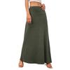 Women Maxi Skirt Elastic High Waist A-Line Long Skirt Solid Color Design Casual Knitting Skirt Spring Autumn Daily Wear