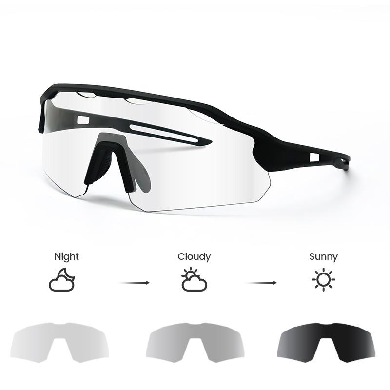 Photochromic cycling glasses for outdoor sports, running, wind and sand protection, road bike equipment, suitable for day and night use