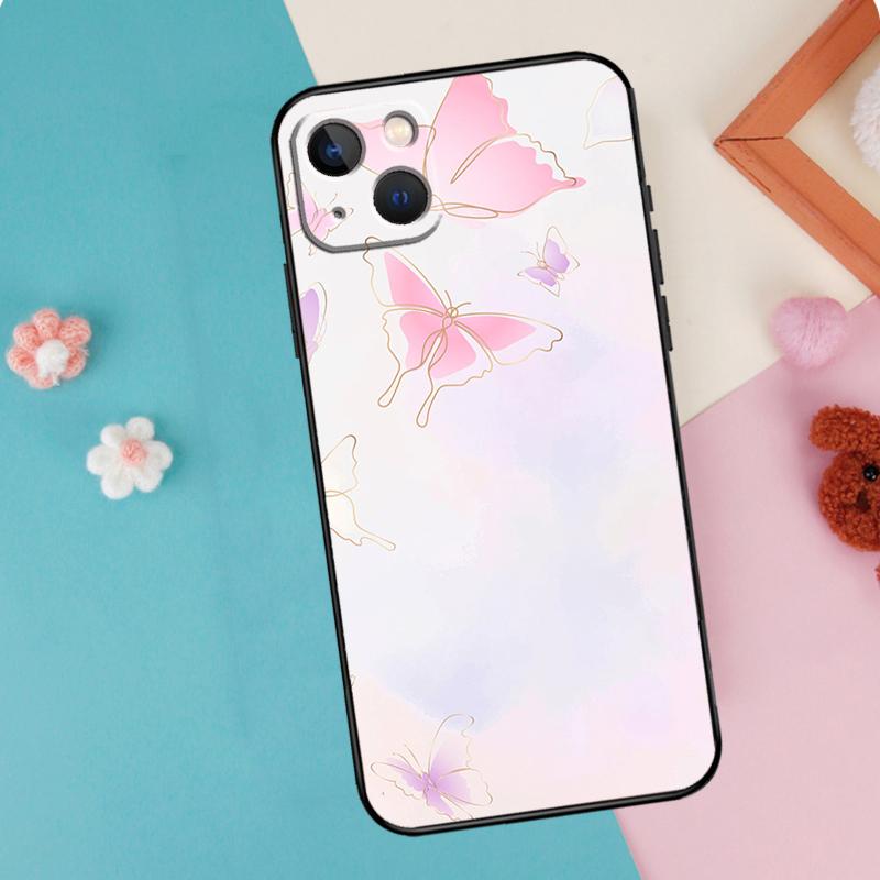 Cute Butterfly Phone Case For iPhone 16 15 13 12 11 14 Pro Max Plus Mini XR 16e Funda Silicone Back Cover