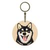 Shiba Inu Embroidered Keychain with Circular Design Shiba [Koto's Shop] (Black Inu)