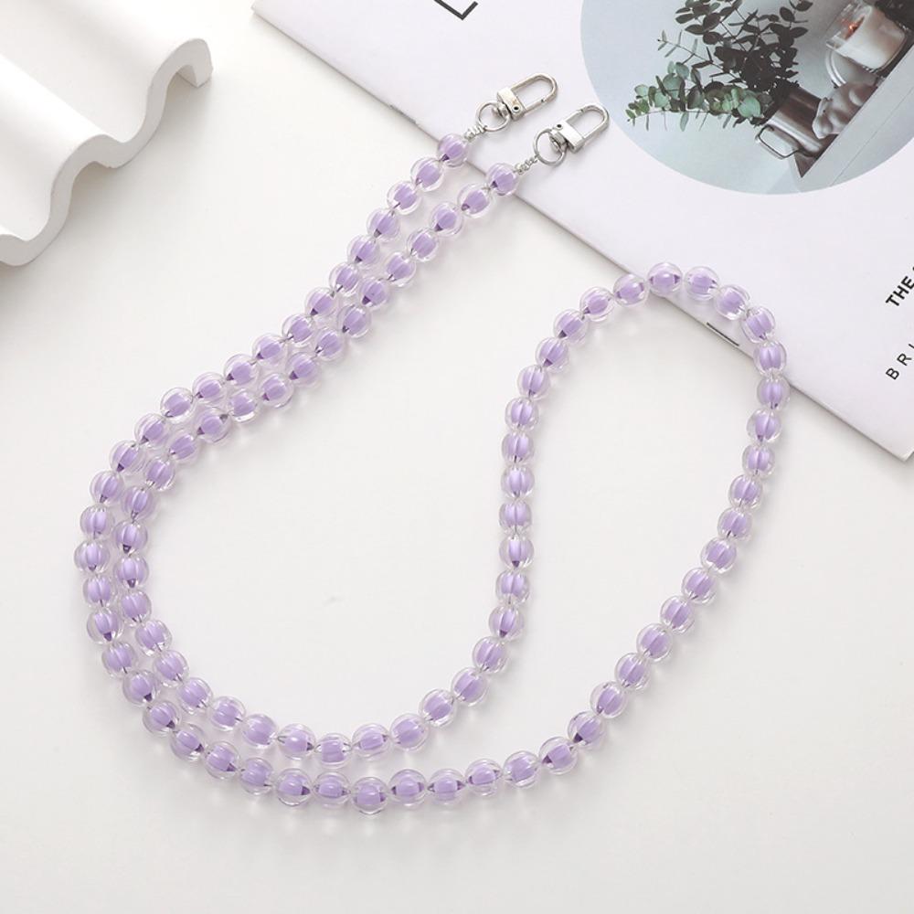 Universal Candy Color Beaded Crossbody Chain Long-style Phone Neck Straps Keychain Pendant