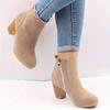 2024 Women's Shoes Ankle Women's Boots Retro Modern Boots Women Sewing Round Toe Chunky Heels Side Zip Plus Size Ladies Shoes