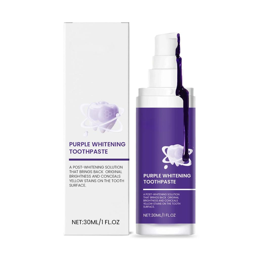 Фиолетовая отбеливающая зубная паста корректор цвета способствует здоровью полости рта мята удаляет желтые пятна зубная паста для осветления зубов
