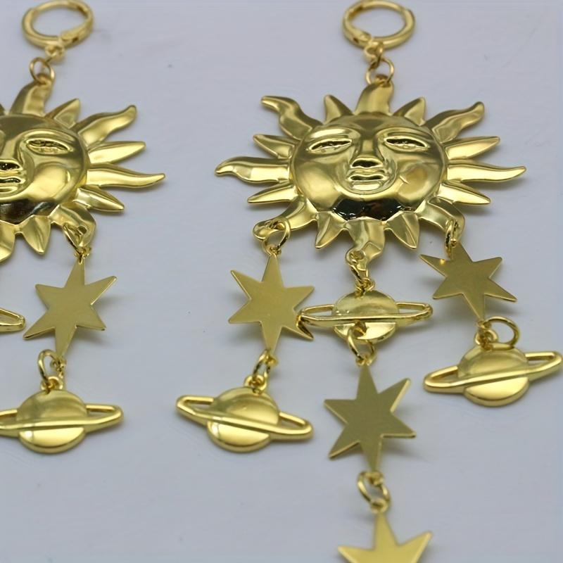 Золотые/серебристые серьги с подвесками в виде солнца, звезды и планеты, элегантный стиль, креативный подарок для женщин и девочек, на каждый день, на каждый день