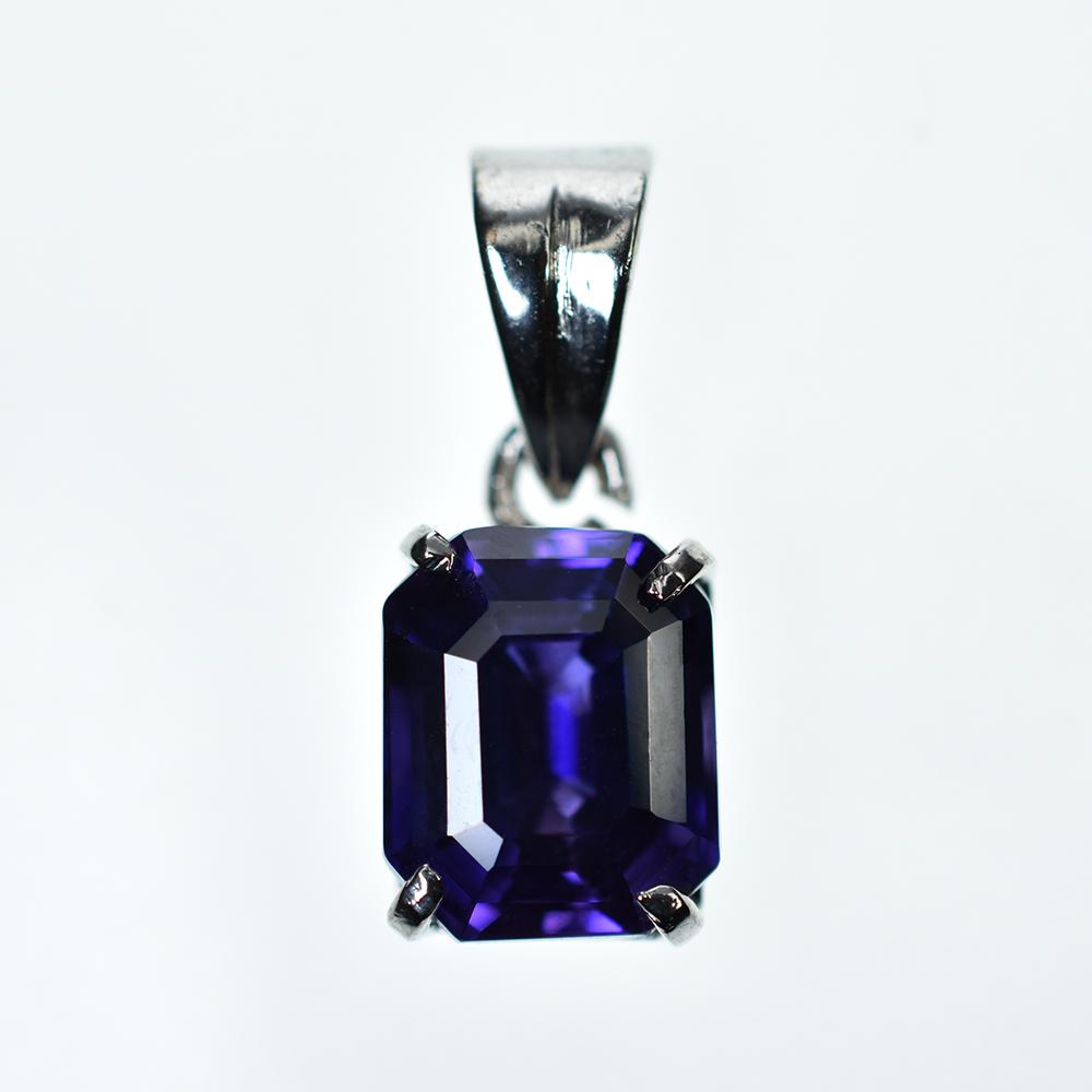 20.05 Ct Natural Blue Sapphire Emerald 925 Sterling Silver Pendant