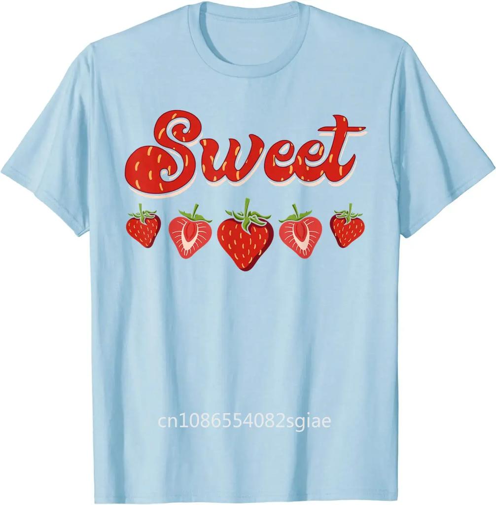 Sweet Strawberries Fruitarian Strawberry Berry Fruit Lover T-Shirt Casual Oversized T Shirt Cotton Four Seasons Tees