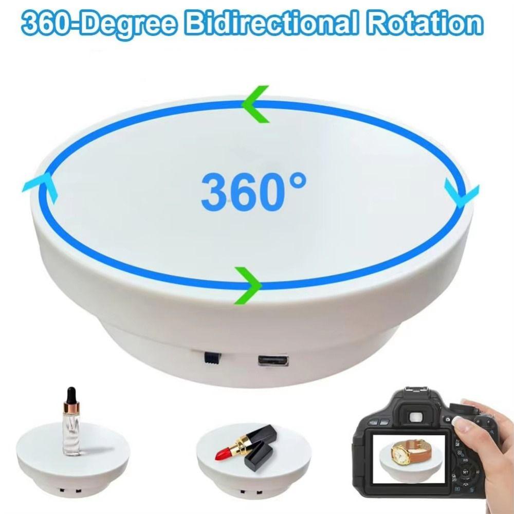 Round Shape Electric Turntable White/Black Motorized Jewelry Show Holder Photography