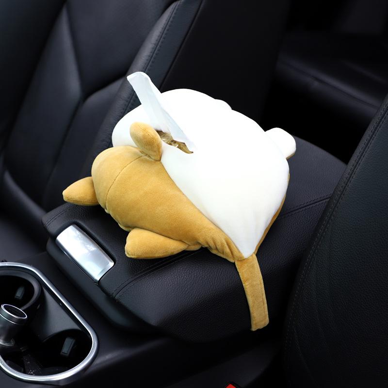 Car Cartoon Tissue Box Creative Cute Plush Multifunctional Car Seat Back Hanging Armrest Box Paper Drawer Box