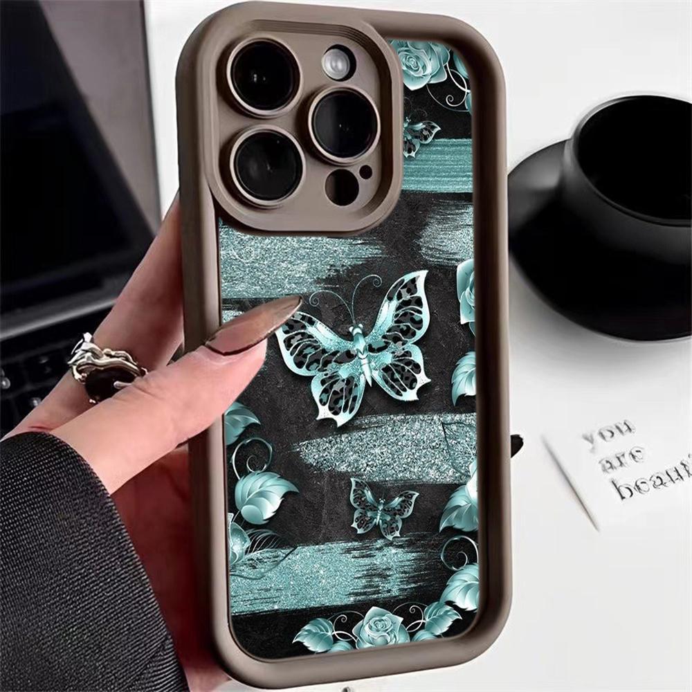 Мягкий чехол из ТПУ с ангельскими глазками для Samsung A05 A04 A10 A30 A13 A23 A53 A14 A24 A34 A54 A15 A25 A35 A55 S20 S23 FE S24 Ultra Ae64 с изображением бабочки и цветка