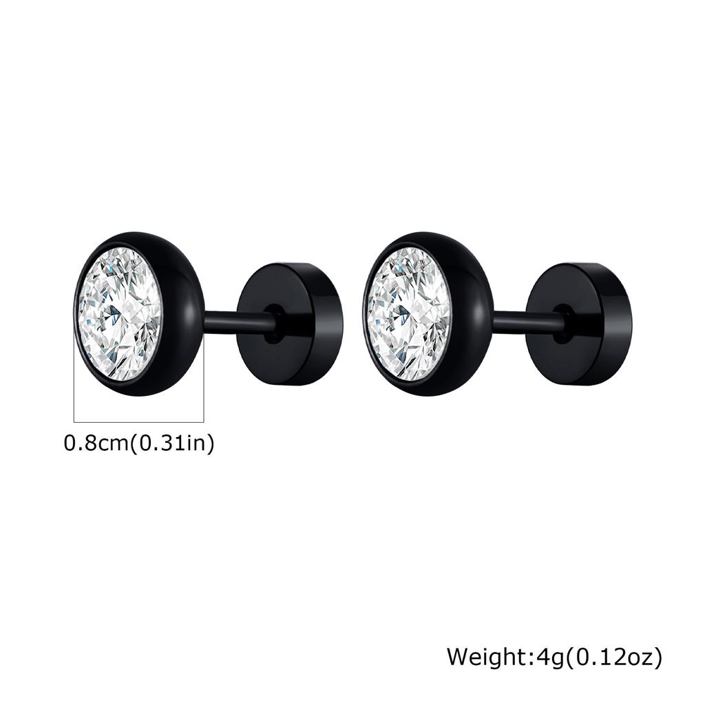 Simple Circle Round Stud Earrings for Men Boys, Metal Zircon Small Earrings, Unisex Daily Jewelry Accessory